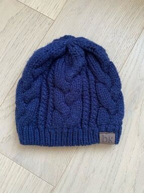 BK Navy Cable Knit Beanie for Women